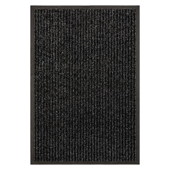 Ottomanson Waterproof Large Front Door Mat 36" x 60" Non-Slip Indoor Outdoor Floor Mat for Entrance, Black