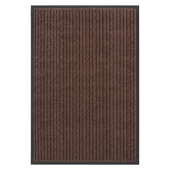 Ottomanson Waterproof Large Front Door Mat 36" x 60" Non-Slip Indoor Outdoor Floor Mat for Entrance, Brown