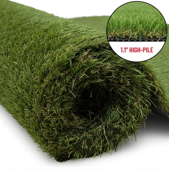 Ottomanson Natural Grass Indoor Outdoor Artificial Turf Rug 2'7" x 21' Green Lawn Carpet