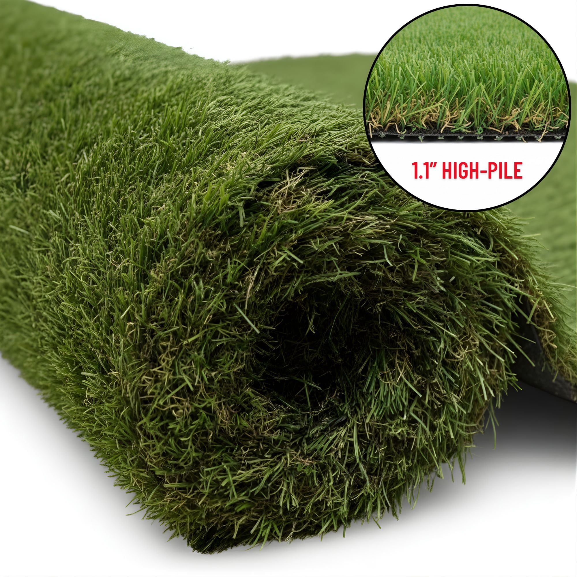 Ottomanson Natural Grass Indoor Outdoor Artificial Turf Rug 2'7" x 23' Green Lawn Carpet