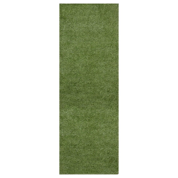 Ottomanson Natural Grass Indoor Outdoor Artificial Turf Rug 2'7" x 53' Green Lawn Carpet