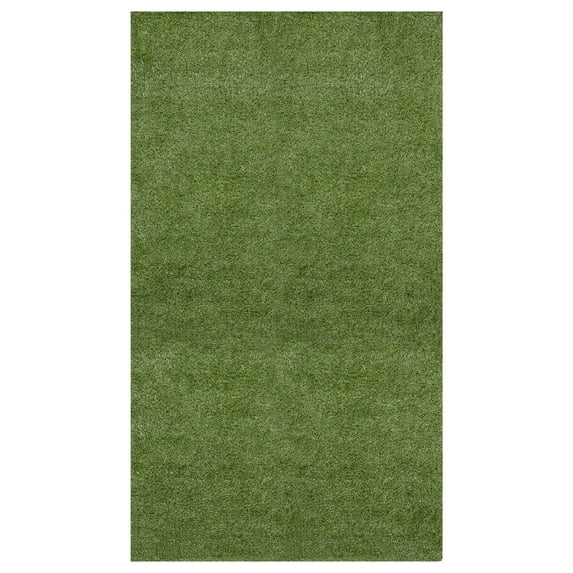 Ottomanson Waterproof Realistic Artificial Grass 7x45 Indoor Runner Rug for Patio, 6'6" x 45', Green