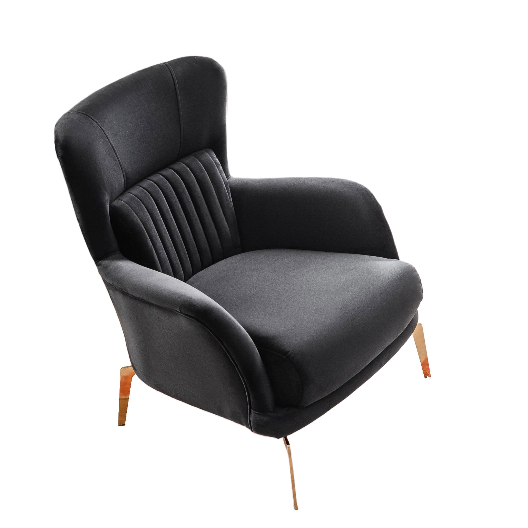 Ottomanson Wingback Accent Chair Microfiber Modern Armchair for Living Room, Black
