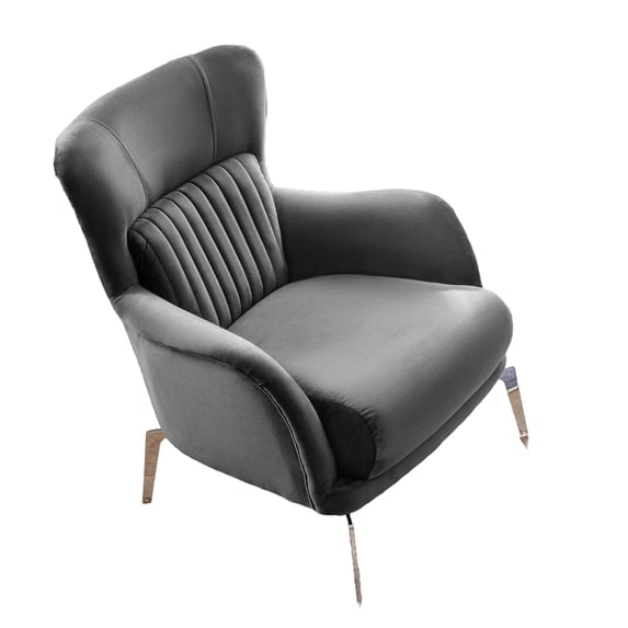 Ottomanson Wingback Accent Chair Microfiber Modern Armchair for Living Room, Gray