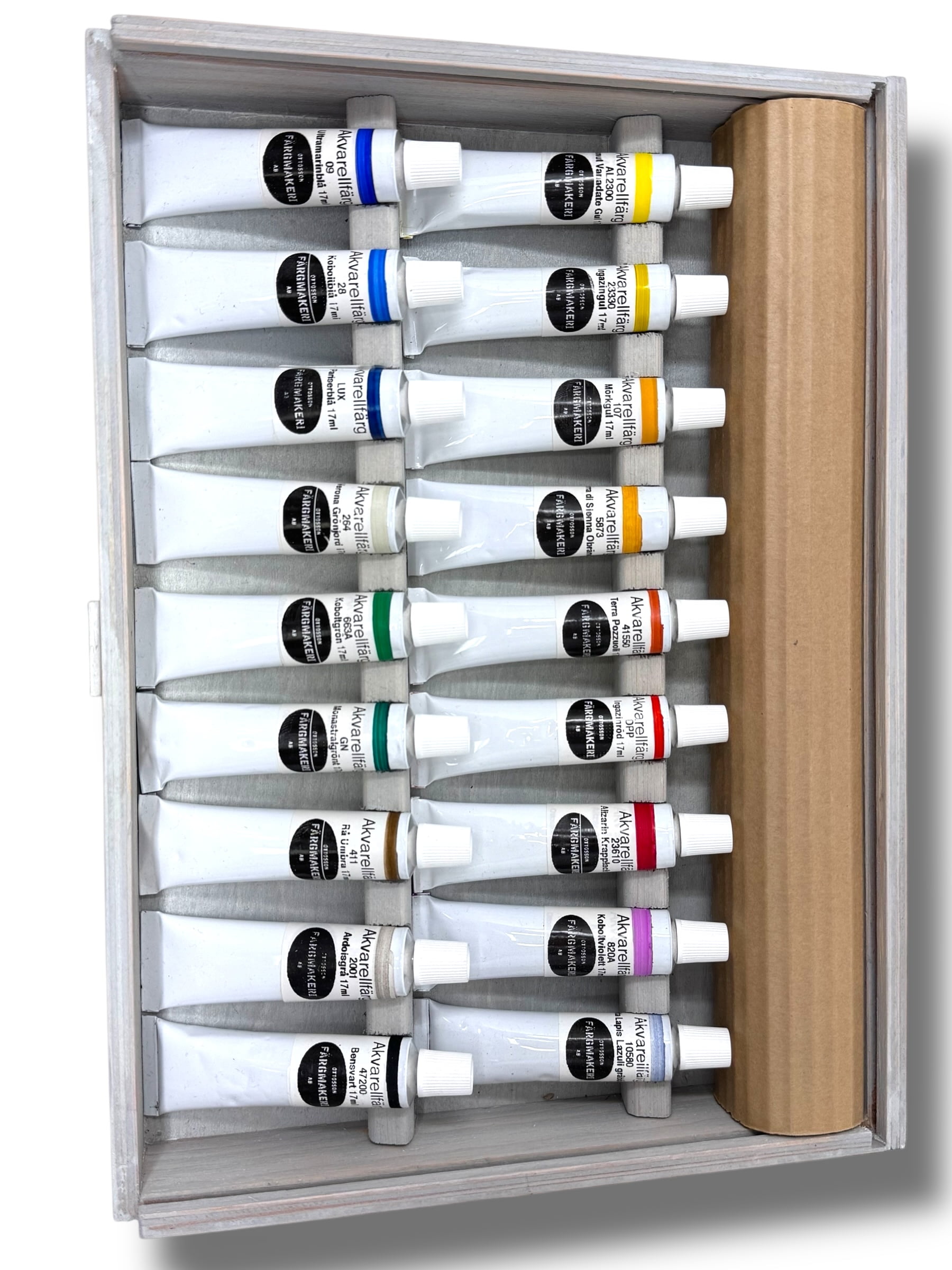 Ottosson - Water Color Artist Paint Set - 18 Colors w/ Wooden Box