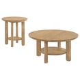 thumbnail image 1 of Ottowa 2-piece Round Wood Coffee Table Set Washed Oak, 1 of 12