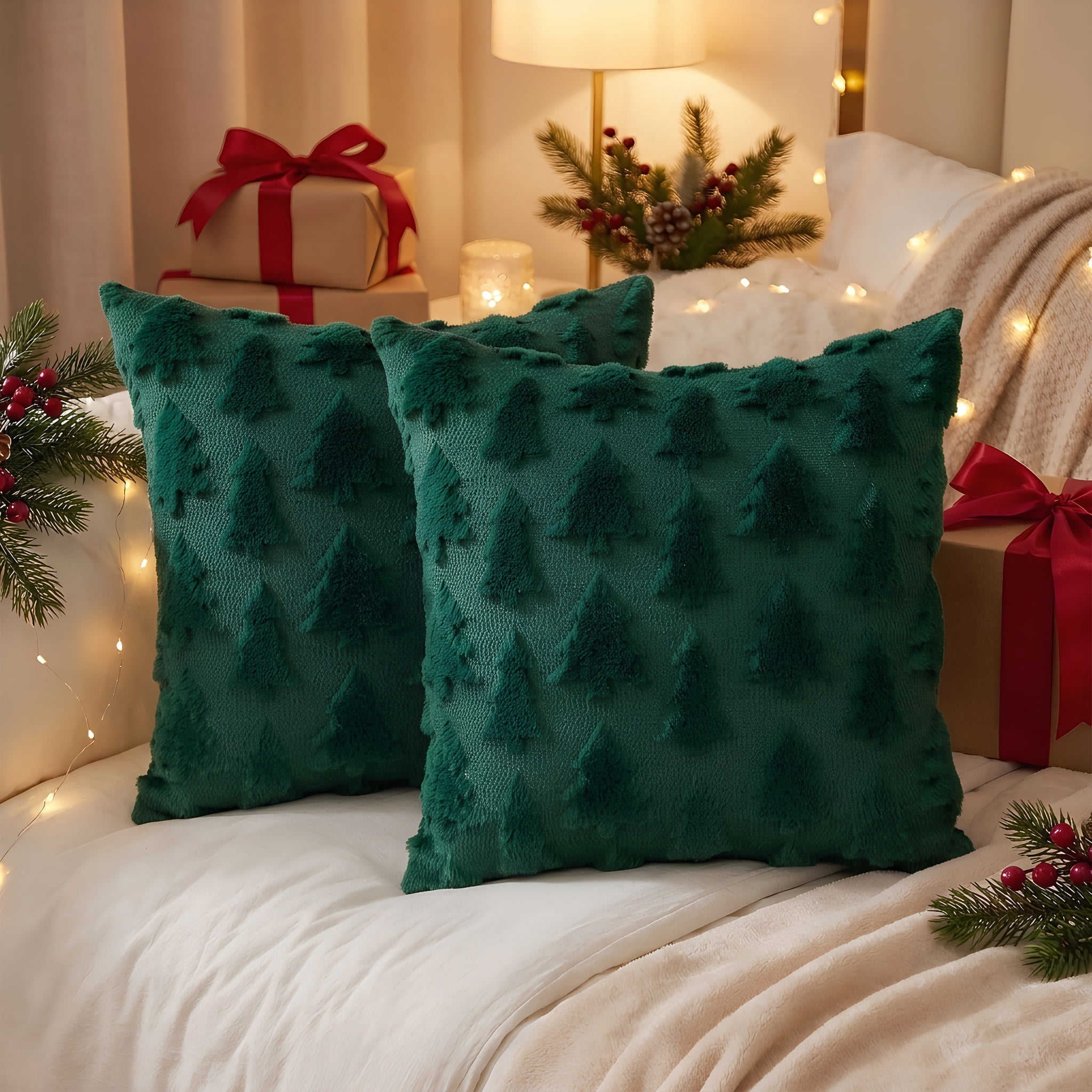 Ottowood Christmas Tree Pillow Covers 18x18 inch Set of 2 Christmas ...