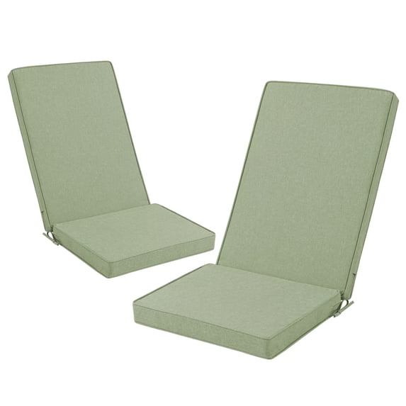 Ottowood Outdoor Adirondack Chair Cushions Set of 2 - Removable Covers, Water-Repellent, Fade-Resistant, Non-Slip Bottom & Securing Straps, Universal Fit for Most Chairs - Sage Green