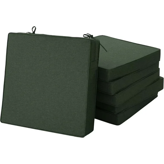 Ottowood Outdoor Chair Cushions Set of 6, Olive Green, 18.5" x 16" - Waterproof Fade Resistant Linen Patio Furniture Seat Pads with Non-Slip Bottom & Removable Cover