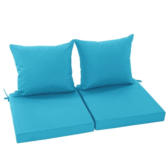 Ottowood Outdoor Deep Seat Cushions Set of 2, 22x22x3 Inch Water-Repellent Patio Cushions, Teal