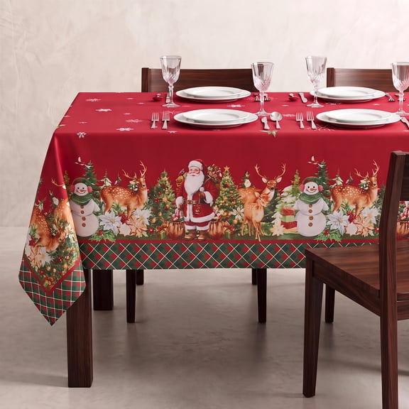 Ottowood Snowman Gingerbread Man Tree Tablecloth Rectangle Christmas Table Cloth Washable Table Covers for Dining Home Winter Party Xmas Decorations 60 x 120 Inch