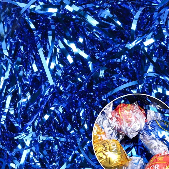 Ottwll Royal Blue Crinkle Cut Paper Shred Filler 150 Grams PP Hamper Shreds for Gift Box Bag Basket DIY Crafts Supplies Easter Grass