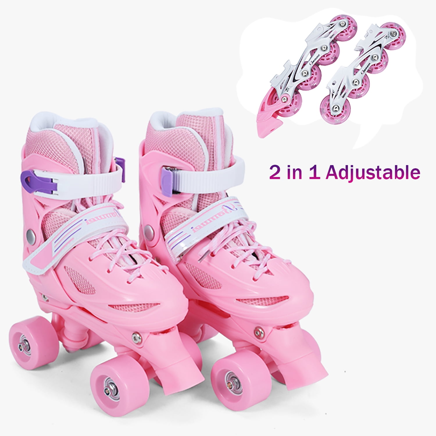 Otufan unisex adjustable roller skates pink 14 90 in walmart