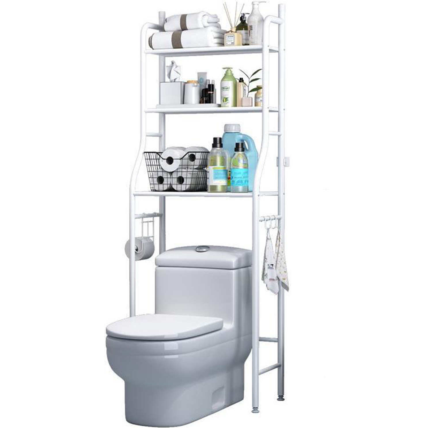 Home Basics 3Shelf Steel Bathroom Space Saver, White