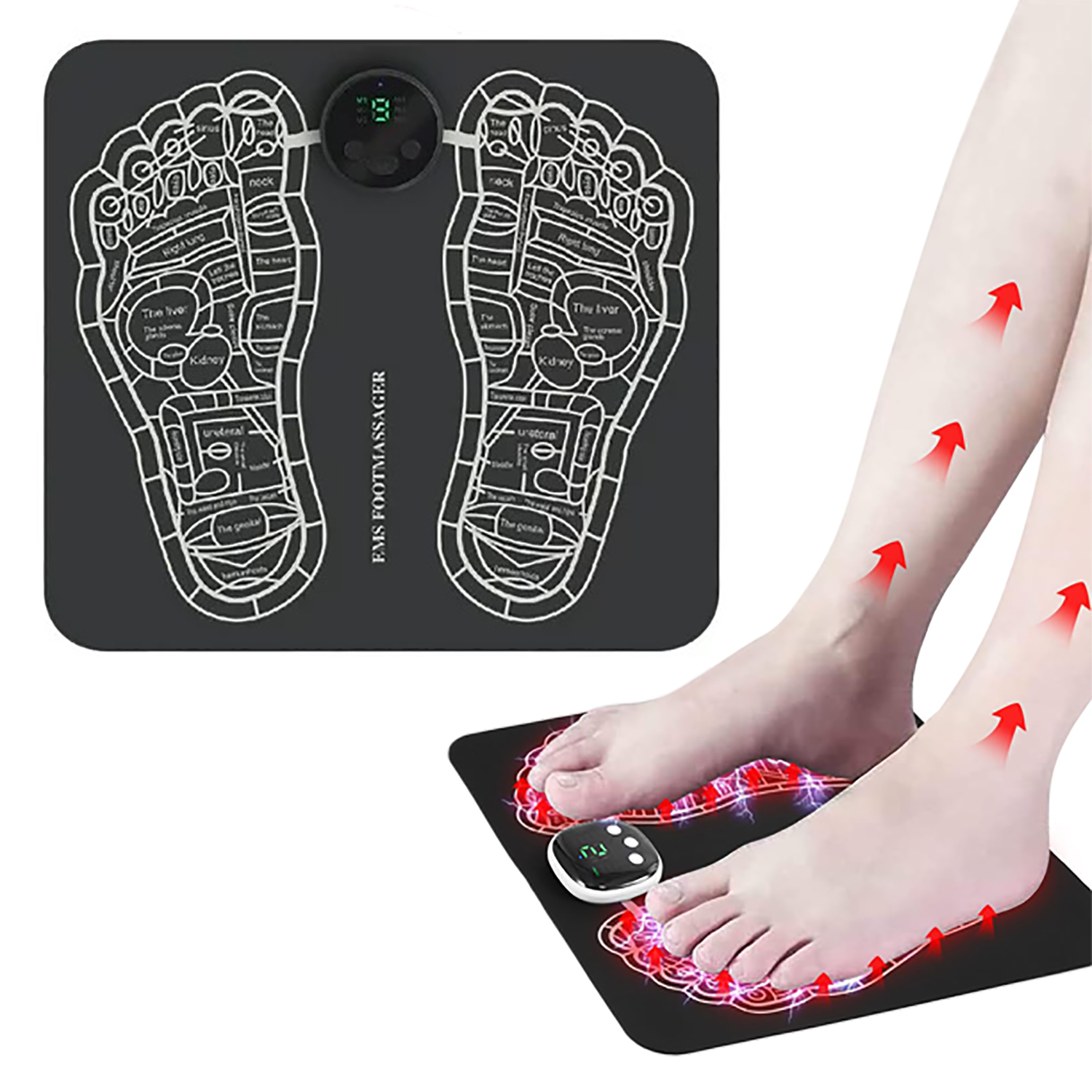 Otufan Foot Massager Mat Foldable EMS Foot Massager Stimulator Pad with