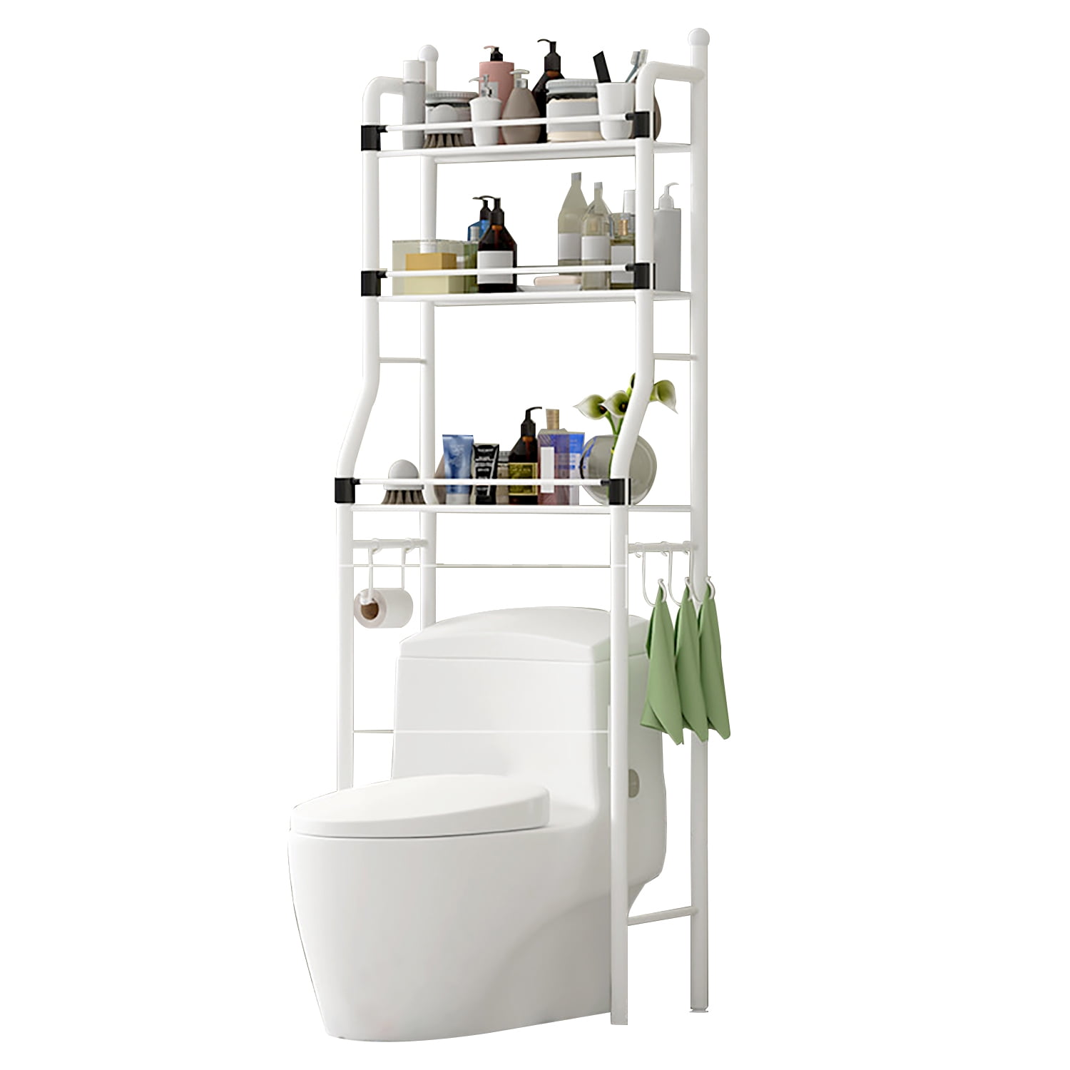 Otufan Over the Toilet Rack with Guardrail 3Tier Bathroom Rack with