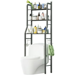 Suwhwea Toilet Rack Bathroom Over Toilet Storage Shelf No Drilling Bathroom Shelves Spacesaver for Organizing Black on Clearance Great Gifts for Less