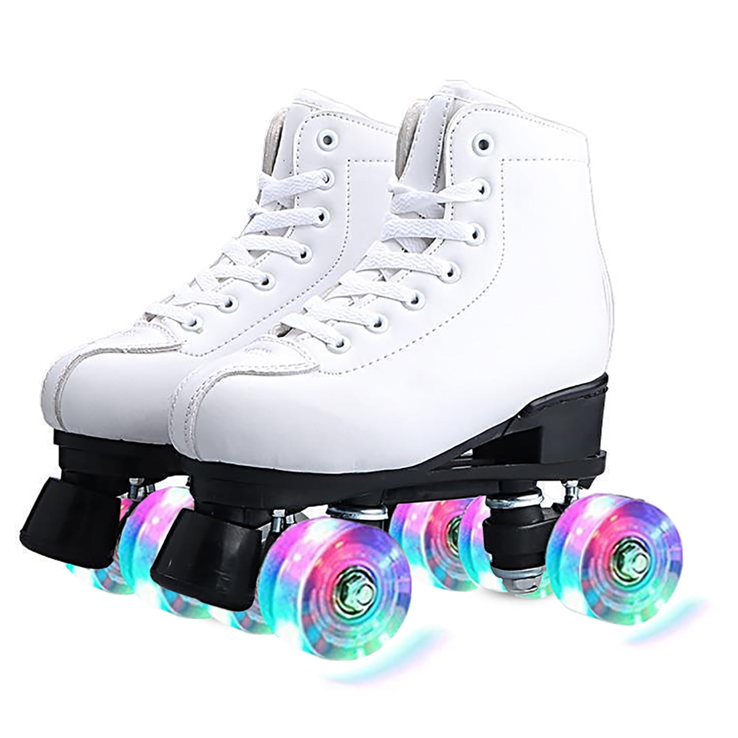 Otufan White Roller Skate for Adult Women's Double Row Skates Classic
