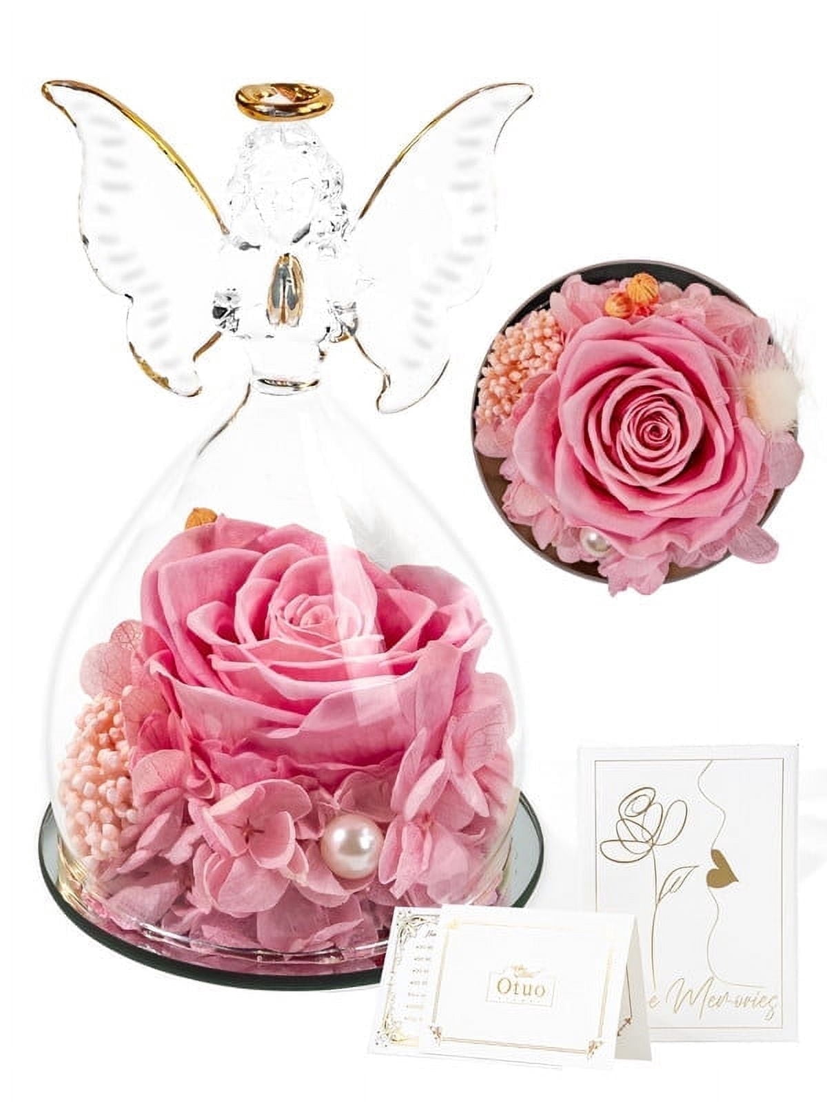 Otuo Preserved Flower Rose Gift in Glass of Angle, 【Medium Size ...