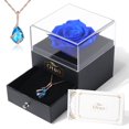thumbnail image 1 of Otuo Preserved Roses Gift Jewerlry Box, Real Eternal Rose Flower with Necklace, Gifts for Girlfriend, Mom, Women, Wife, Birthday and Mothers Day (Blue), 1 of 7