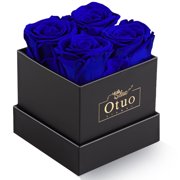 Otuo Preserved Roses in Gift Box, Real Eternal Rose Flower Gifts for Girlfriend, Mom, Women, Wife, Birthday Anniversary and Valentines Day Blue