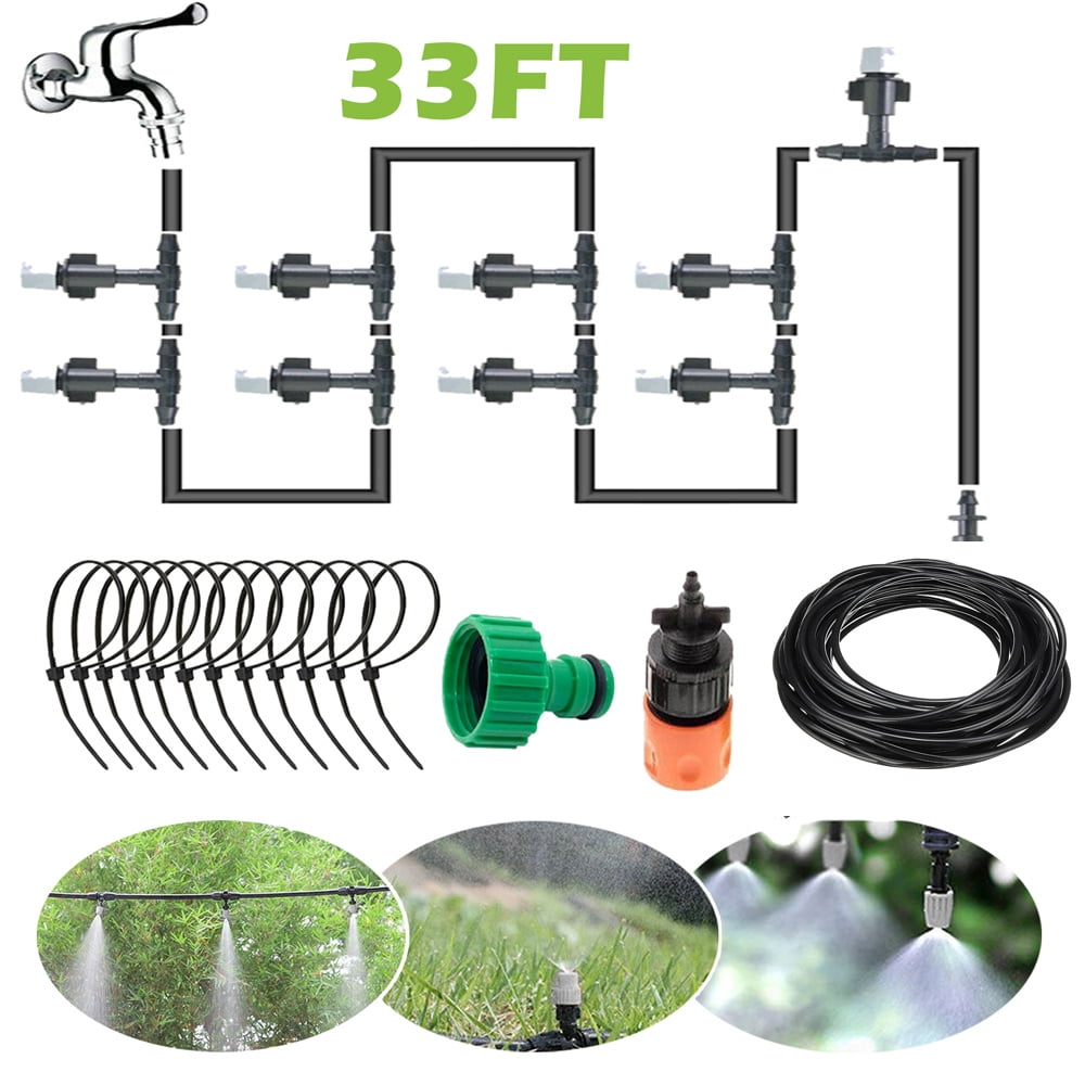 Oture Garden Patio Water Mister Air Misting Cooling Micro Irrigation System Sprinkler 30ft &9