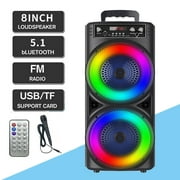 Oture Portable Bluetooth PA Speaker,5000W Dual 8 Speaker Rechargeable Outdoor Party Karaoke Audio System -FM/AUX/MP3/USB