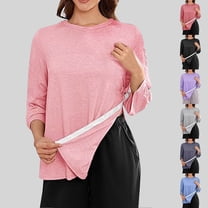 Otvok 2025 Fashion Womens 3/4 Sleeve T-Shirt Casual Print Round Neck Top Blouse