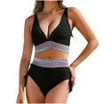 thumbnail image 1 of Otvok 2025 Ladies High Waisted Drawstring Pleated Adjustable Conservative Swimsuit Split Set, 1 of 6