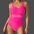 thumbnail image 1 of Otvok 2025 Spring and Summer Women'S Fashion Solid Color Mesh Splicing Bikini Jumpsuit Set, 1 of 6