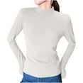 thumbnail image 1 of Otvok 2025 Womens Base Shirt Solid Long Sleeve Pullover Half High Neck Tops, 1 of 6