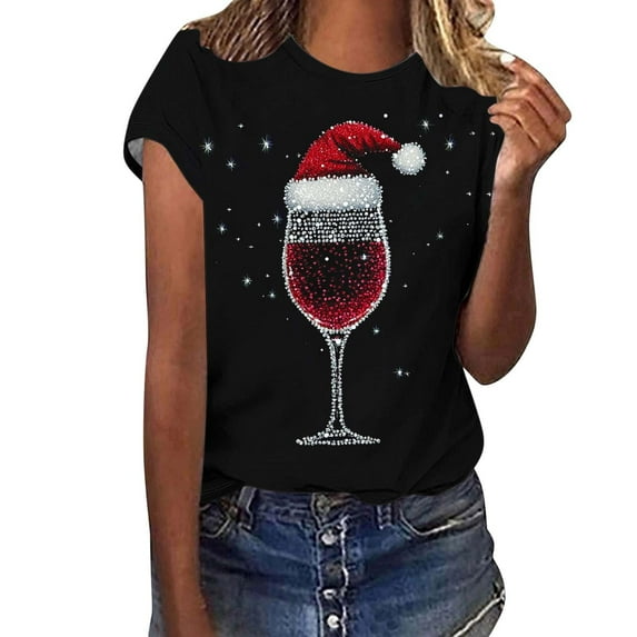 Otvok 2025 Womens Round Neck Print Casual Short Sleeved Tops