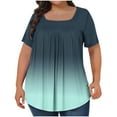 thumbnail image 1 of Otvok Womens Summer Oversized Neck Pleated Short Sleeve Loose Tops L-5XL, 1 of 6