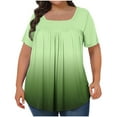 thumbnail image 1 of Otvok 2025 Womens Summer Oversized Neck Pleated Short Sleeve Loose Tops L-5XL, 1 of 6