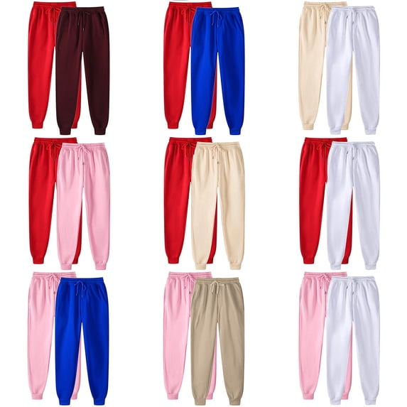 Otvok 2Pcs Womens Casual Sweatpants Oversized Loose Fit Loungewear Pants Sportswear Outerwear Cuffed Leggings