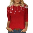 thumbnail image 1 of Otvok 3/4 Sleeve Blouse for Women'S Fashion Christma Printed T-Shirt Round Neck Casual Tops, 1 of 6