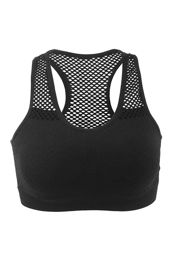 Racerback Sports Bra for Women Mesh Breathable Yoga Bras Full Coverage Wireless Stretchy Bralettes Cozy Workout Tank Bra