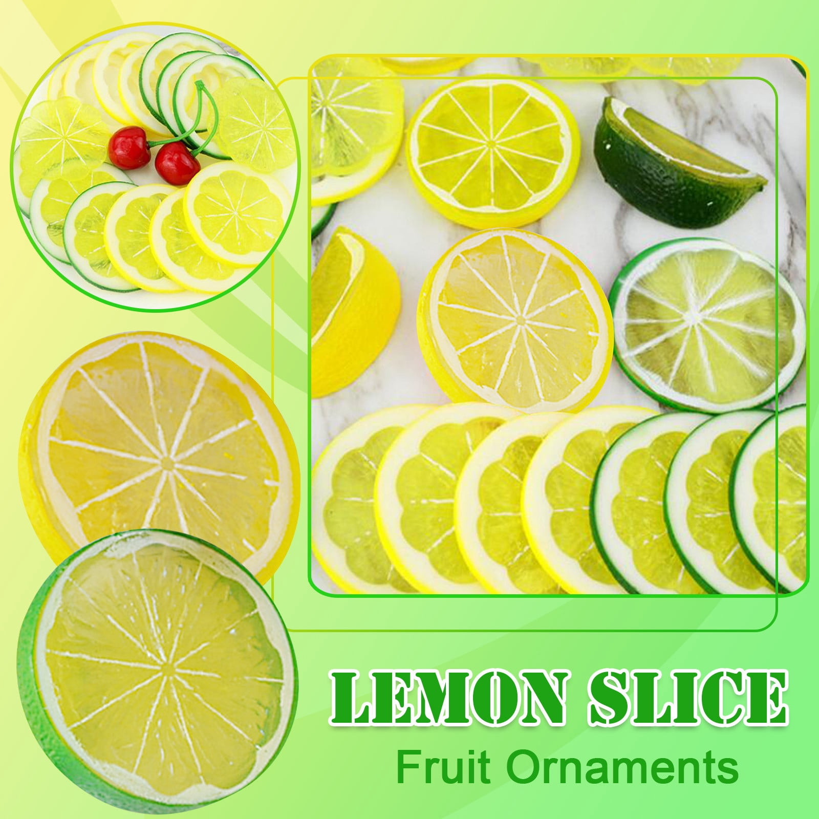 Otvok Artificial Plastic Lemon Slice,Realistic Lemon Fake Fruit ...