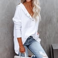 thumbnail image 1 of Otvok Autumn Tops Womens Solid V-Neck Long Sleeve Loose Pockets Hooded Sweatshirts, 1 of 6