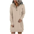 thumbnail image 1 of Otvok Autumn Winter Dresses Womens Hooded Solid Long Sleeve Casual Dress, 1 of 6