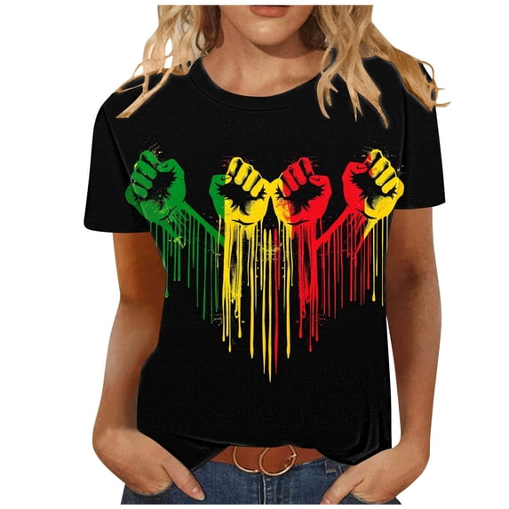 Otvok Independence Day Womens Summer Tops Short Sleeve O-Neck T-Shirts Casual Dressy Business Work Blouses