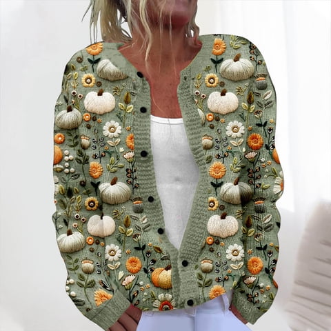Cardigan Sweaters for Women Christmas Open Front Button Down Long Sleeve Knit Outerwear Fall Outfits
