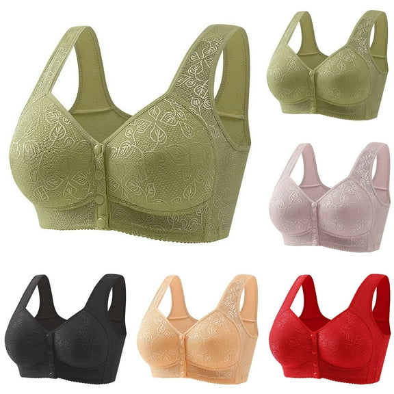 Otvok Women Leopard-Print Front Buckles Underwear No Steel Close Bra