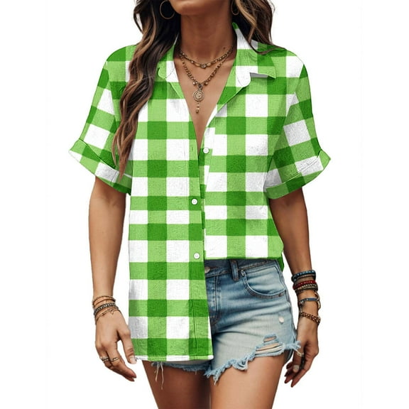 Otvok Womens Floral Print Button Shirt Female Lapel Neck Loose T-Shirt Blouse