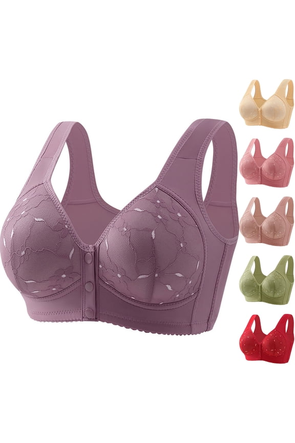 Otvok Womens Non Magnetic and Non Steel Ring Bra with Thin Cup and Adjustable Lace Bra Underwear