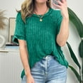 thumbnail image 1 of Otvok Womens Solid Color Large Round Neck Loose Casual Top Short Sleeved Shirt, 1 of 6