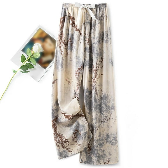Otvok Cropped Pants for Ladies Printed Casual Home Wear with Elastic Waistband Pants