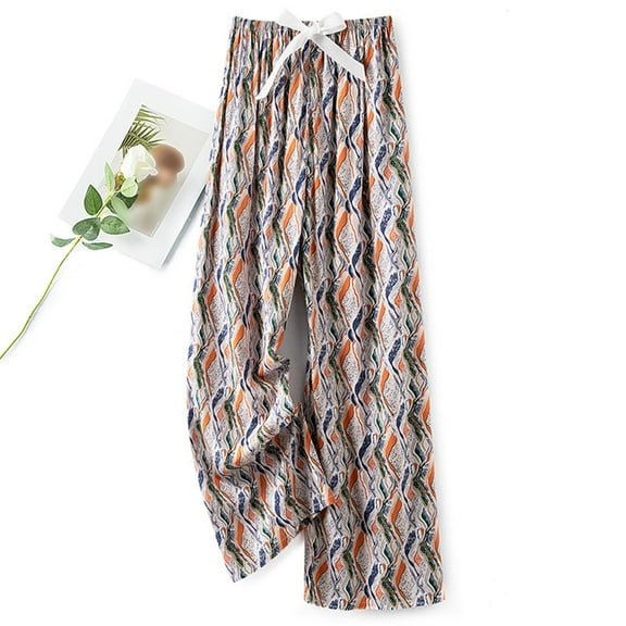 Otvok Cropped Pants for Women Printed Casual Home Wear with Elastic Waistband Pants