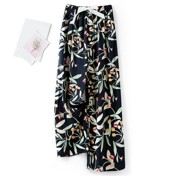 Otvok Cropped Pants for Women Printed Casual Home Wear with Elastic Waistband Pants