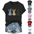 thumbnail image 1 of Otvok Easter Womens Vintage Floral Bunny Graphic T-Shirt Short Sleeve Crew Neck Summer Trendy Casual Soft Tee Blouse Outfits, 1 of 6